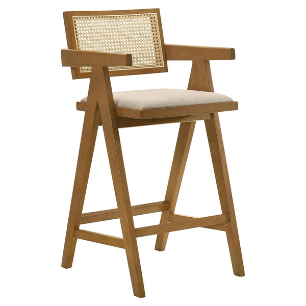 Wooden Cane & Rattan Bar Chair - Mermaid Tower