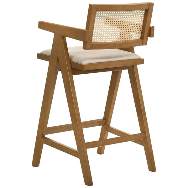 Wooden Cane & Rattan Bar Chair - Mermaid Tower