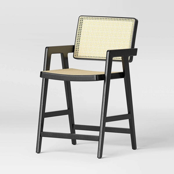 Wooden Cane & Rattan Bar Chair - Mr. Smoothie