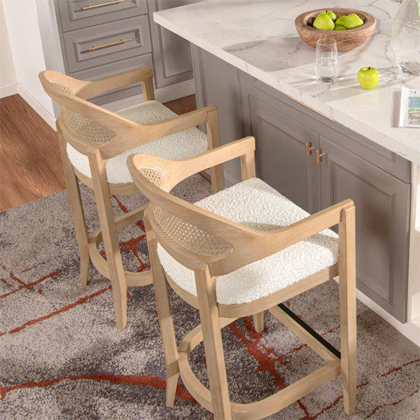 Wooden Cane & Rattan Bar Chair - Spark Tower