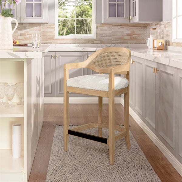 Wooden Cane & Rattan Bar Chair - Spark Tower