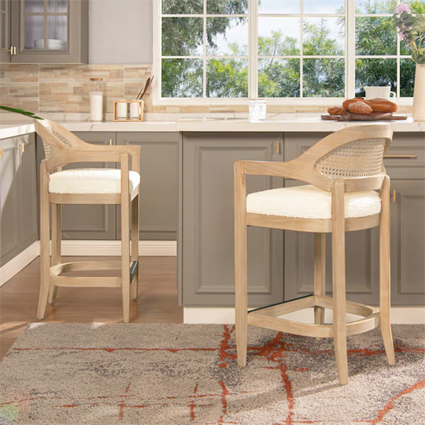 Wooden Cane & Rattan Bar Chair - Spark Tower