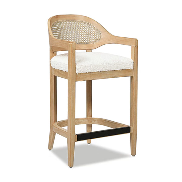 Wooden Cane & Rattan Bar Chair - Spark Tower