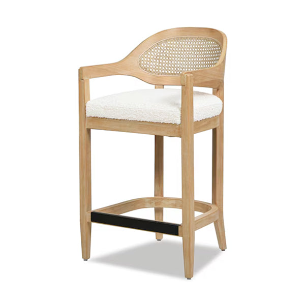 Wooden Cane & Rattan Bar Chair - Spark Tower