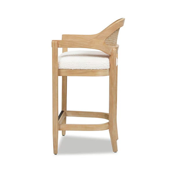 Wooden Cane & Rattan Bar Chair - Spark Tower