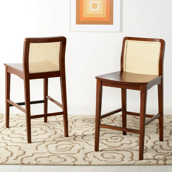 Wooden Cane & Rattan Bar Chair - The Sip & Savor