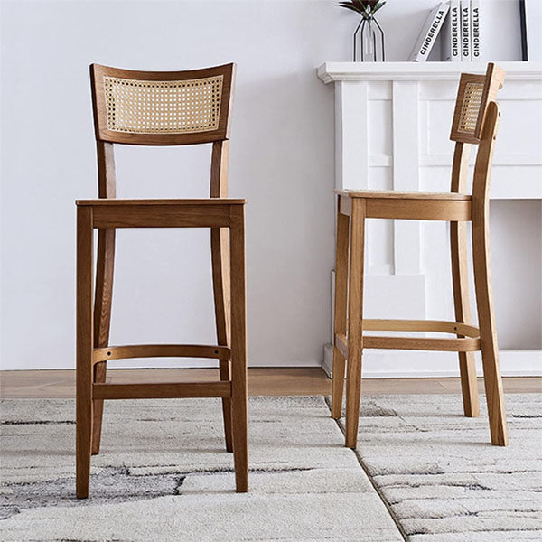 Wooden Cane & Rattan Bar Chair - Urban Vibe