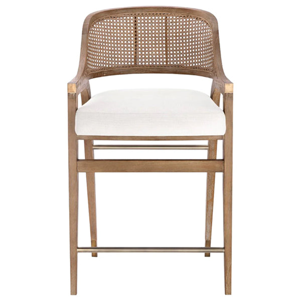 Wooden Cane & Rattan Bar Chair - Vogue