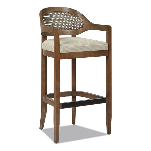 Wooden Cane & Rattan Bar Chair - Woven Loop