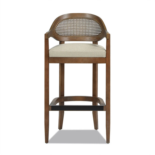 Wooden Cane & Rattan Bar Chair - Woven Loop