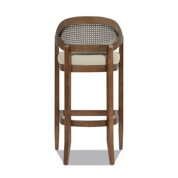 Wooden Cane & Rattan Bar Chair - Woven Loop