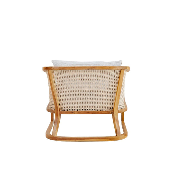Wooden Cane & Rattan Lounge Chair - Everly