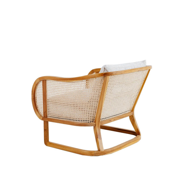 Wooden Cane & Rattan Lounge Chair - Everly
