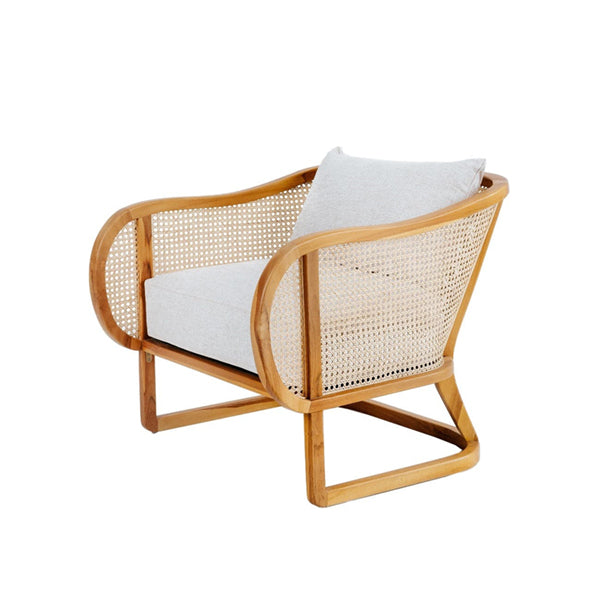Wooden Cane & Rattan Lounge Chair - Everly