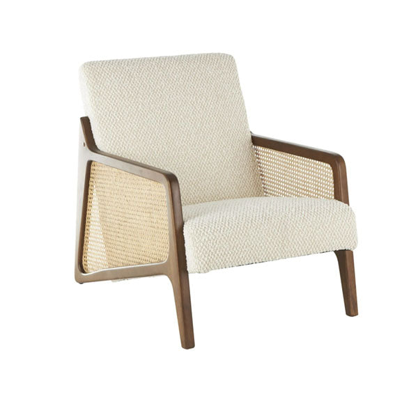 Wooden Cane & Rattan Lounge Chair - Owen