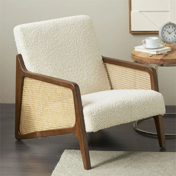 Wooden Cane & Rattan Lounge Chair - Owen