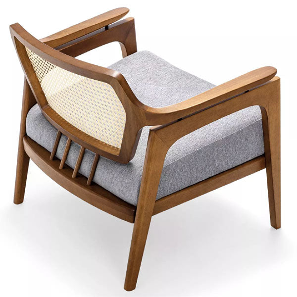 Wooden Cane & Rattan Lounge Chair - Venice