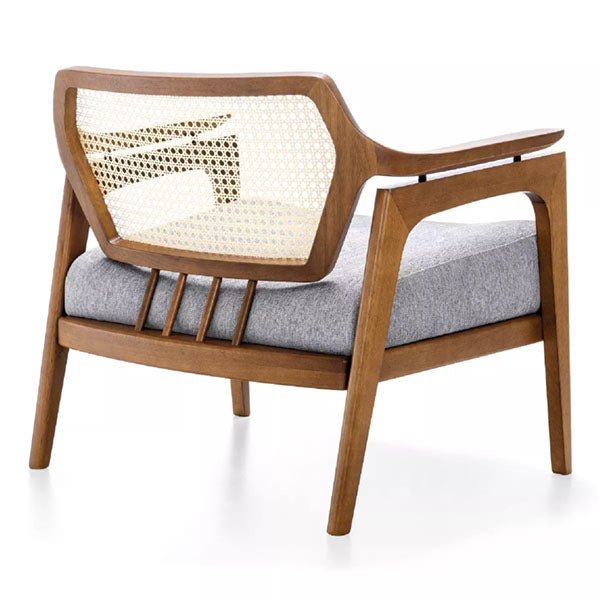 Wooden Cane & Rattan Lounge Chair - Venice