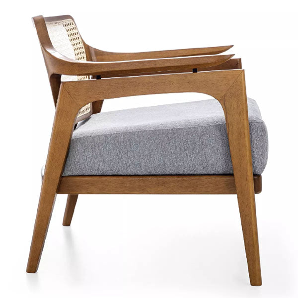 Wooden Cane & Rattan Lounge Chair - Venice