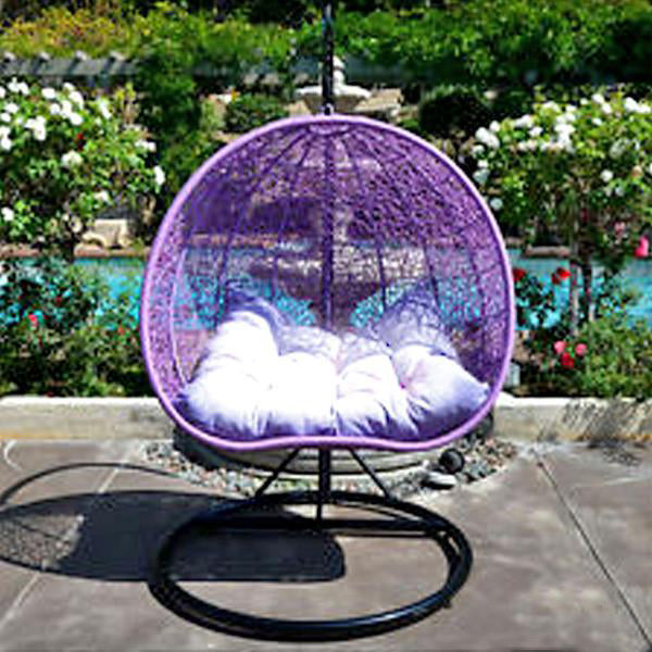Outdoor Wicker - Swing With Stand - Pomegranate