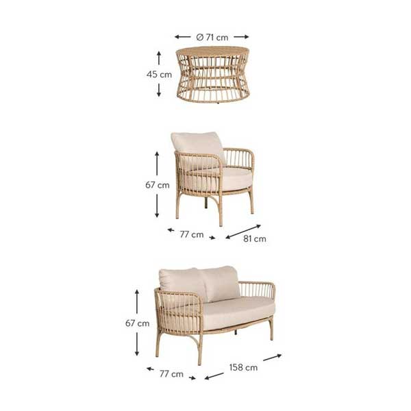 Cane & Rattan Furniture - Sofa Set - Deck  