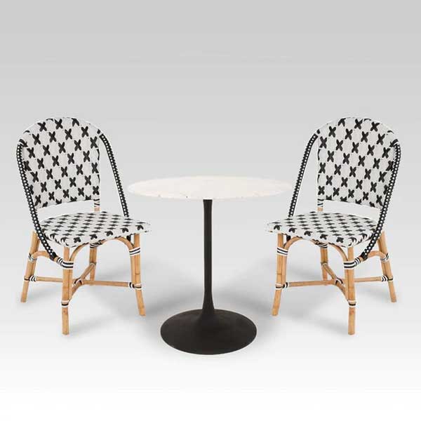 Classic French Bistro Cane & Wicker Furniture Coffee Set - Tulip