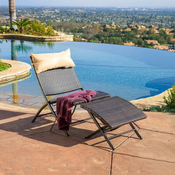 Outdoor Furniture - Sun Lounger & Foot Rest - Flamingo