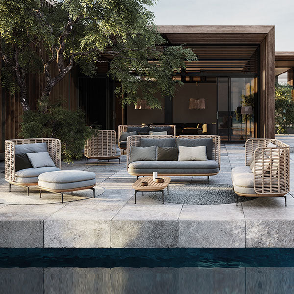 Luxurious Outdoor furniture - Buy Affordable 5 seater Outdoor Braid Rope sofa set with centre table - Buy Outdoor Sofa - Oyster Leaf From LUXOX INDIA - Outdoor Lounge Chair for garden, terrace and balcony