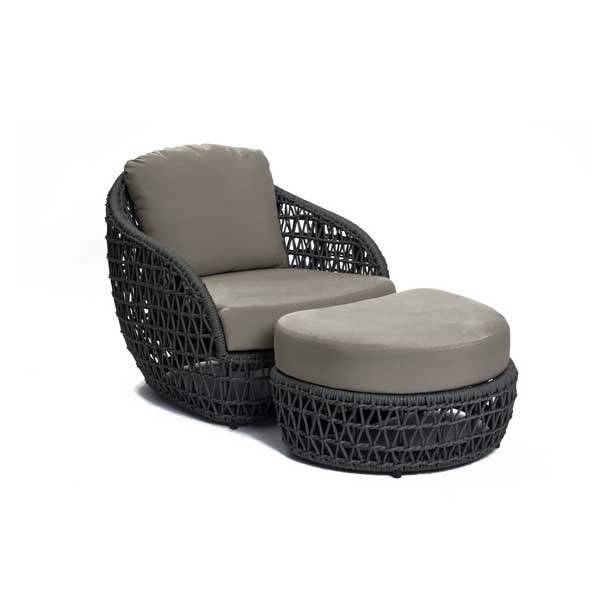 Outdoor Braid and Rope Heigh Back Chair,Lazy Chair, Rest Chair, Easy Chair, Ocassional Chair - Bau