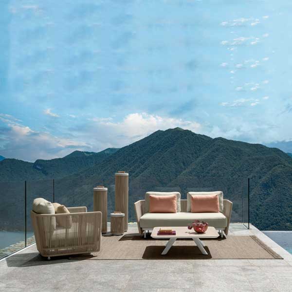 Outdoor Braided, Rope & Cord, Sofa - Coral 