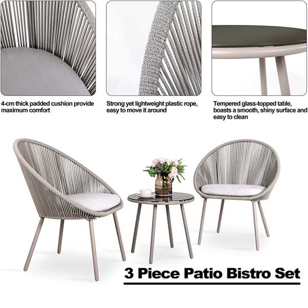 Outdoor Braided & Rope Coffee Set - Fibrian