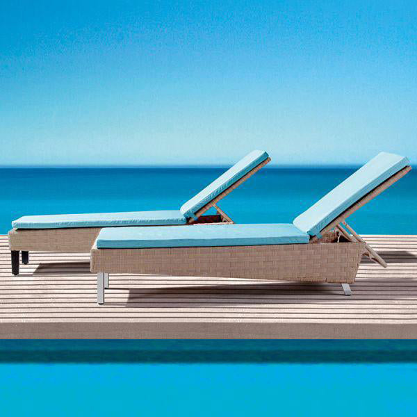 Outdoor Wicker Sun Lounger - Blue