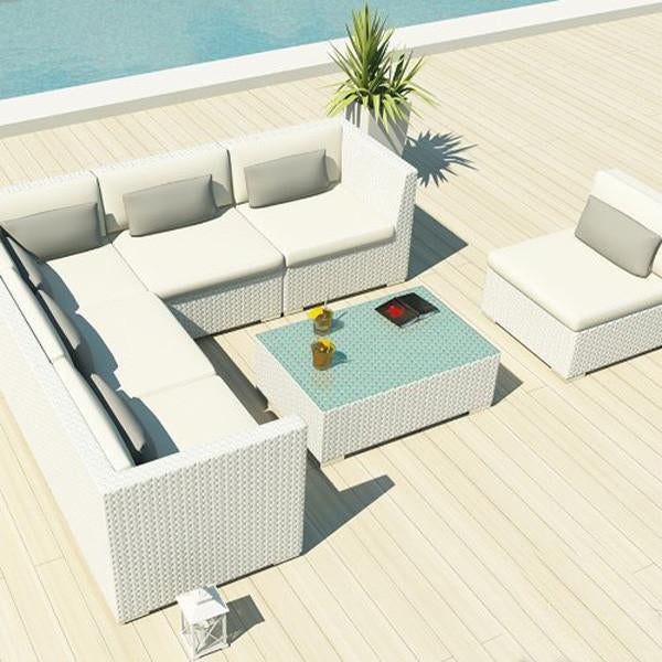 Outdoor Wicker Sofa - White Knight