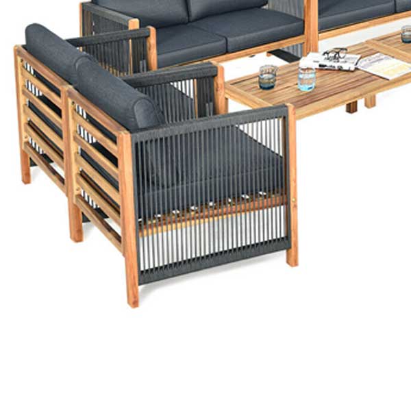 Outdoor Furniture Braided, Rope & Cord, Wood Sofa - Oasis Prime