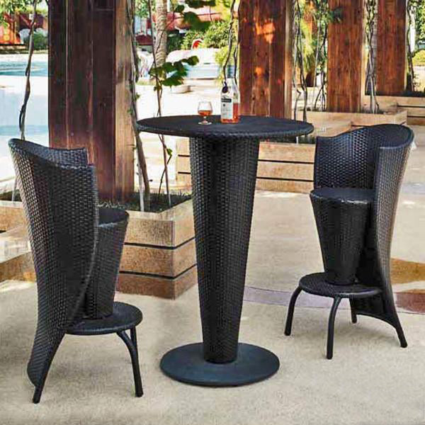 Outdoor Furniture - Wicker Bar Set - Olive