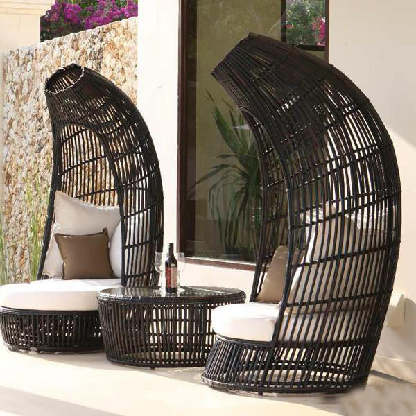 Outdoor Wicker Canopy Bed - Queen