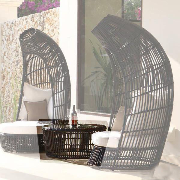 Outdoor Wicker Canopy Bed - Queen